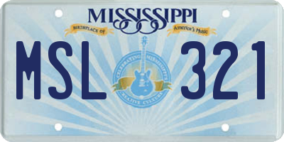MS license plate MSL321