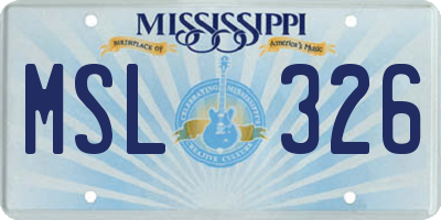MS license plate MSL326