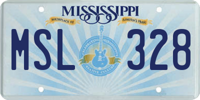 MS license plate MSL328