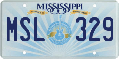MS license plate MSL329