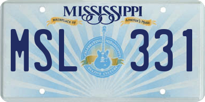 MS license plate MSL331