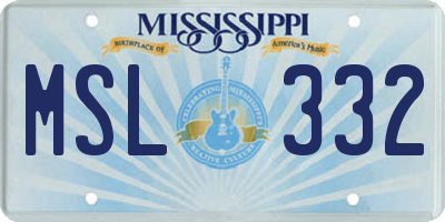 MS license plate MSL332