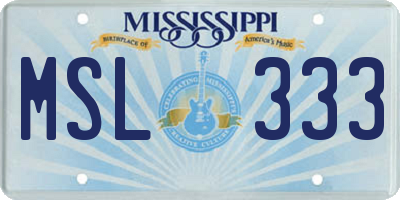 MS license plate MSL333