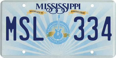 MS license plate MSL334