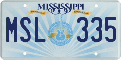 MS license plate MSL335