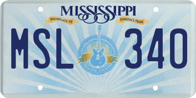 MS license plate MSL340