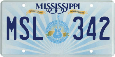 MS license plate MSL342