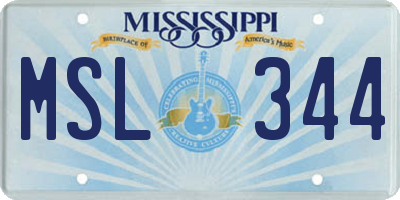 MS license plate MSL344