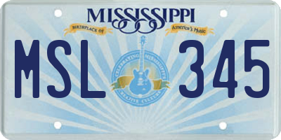 MS license plate MSL345