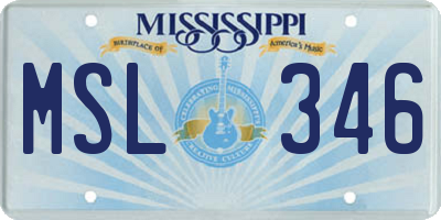 MS license plate MSL346