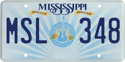 MS license plate MSL348