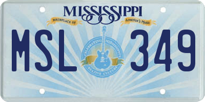 MS license plate MSL349