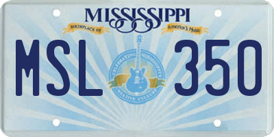 MS license plate MSL350
