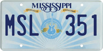 MS license plate MSL351