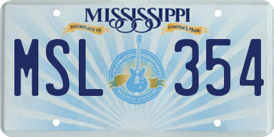 MS license plate MSL354
