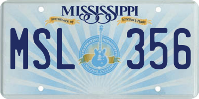 MS license plate MSL356