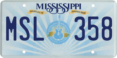 MS license plate MSL358