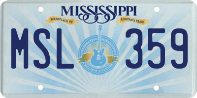 MS license plate MSL359