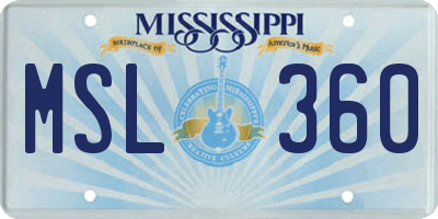 MS license plate MSL360