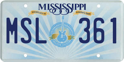 MS license plate MSL361