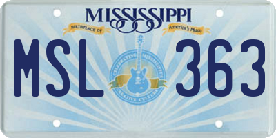 MS license plate MSL363