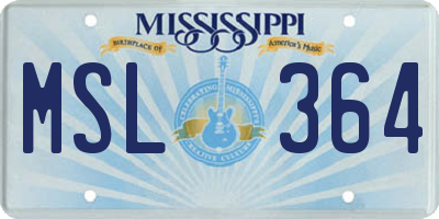 MS license plate MSL364