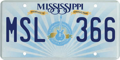 MS license plate MSL366