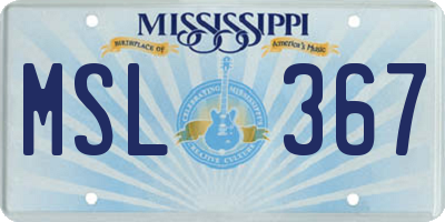 MS license plate MSL367