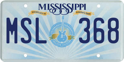 MS license plate MSL368