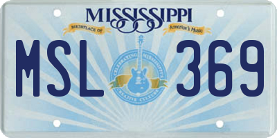 MS license plate MSL369
