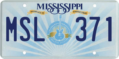 MS license plate MSL371
