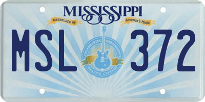 MS license plate MSL372