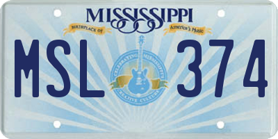 MS license plate MSL374