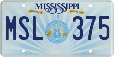 MS license plate MSL375