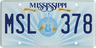 MS license plate MSL378