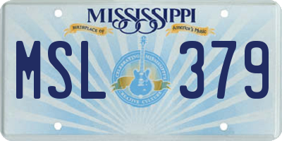 MS license plate MSL379