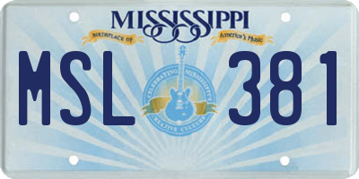 MS license plate MSL381