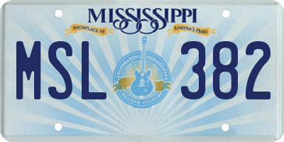 MS license plate MSL382