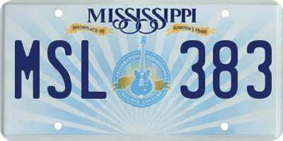 MS license plate MSL383