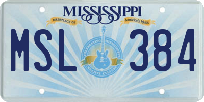 MS license plate MSL384