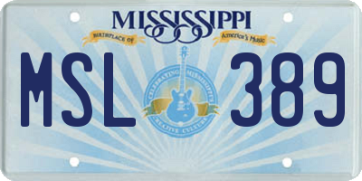 MS license plate MSL389