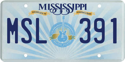 MS license plate MSL391