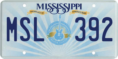MS license plate MSL392