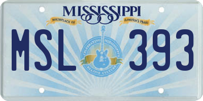 MS license plate MSL393
