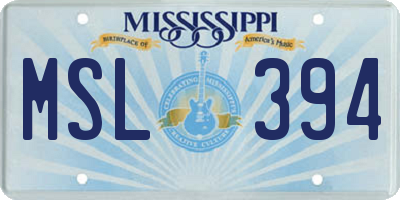 MS license plate MSL394