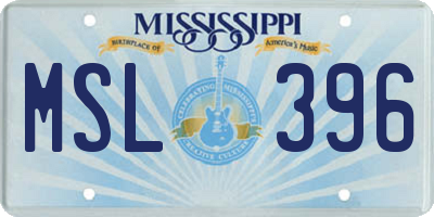 MS license plate MSL396