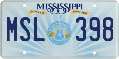 MS license plate MSL398