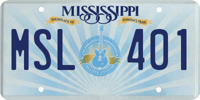MS license plate MSL401