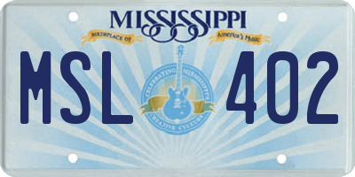 MS license plate MSL402