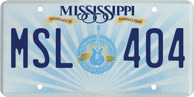 MS license plate MSL404